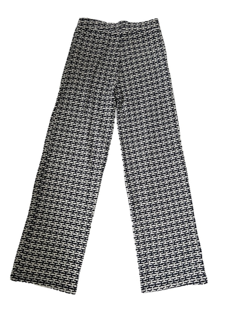 black white knit jacquard pants